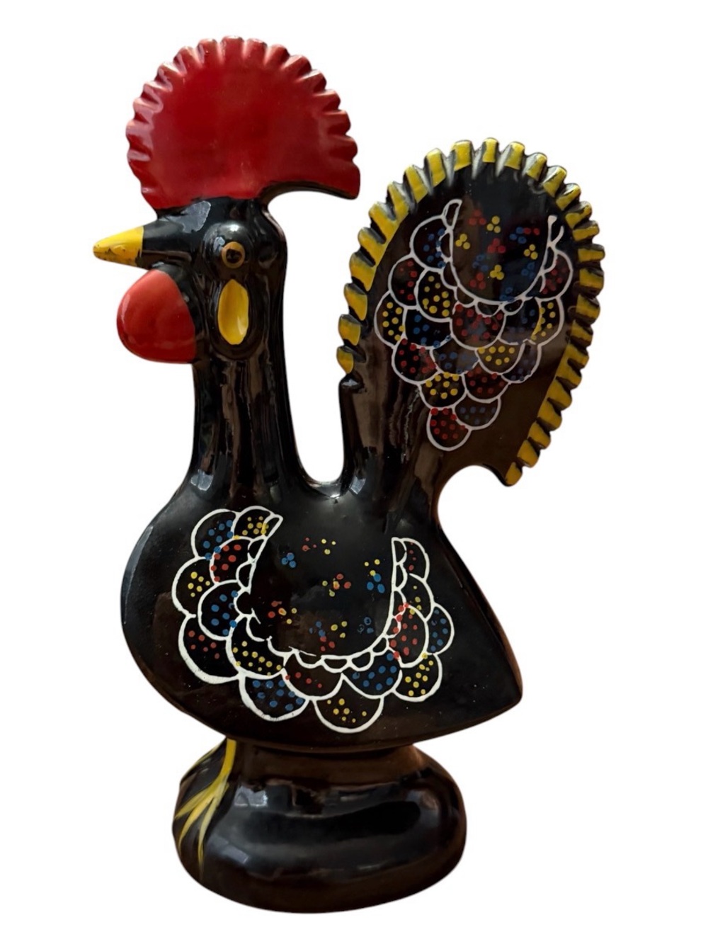 Vintage Mid-Century Hand-Painted Ceramic Rooster Figurine,Made in Japan (10.5”)